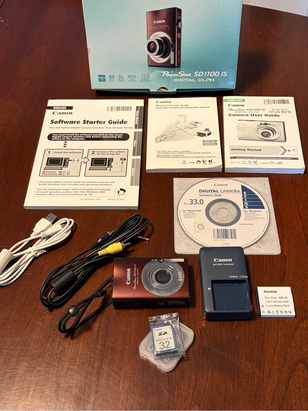 Canon Powershot SD 1100 IS Digital ELPH Camera 8MP With Battery, Charger